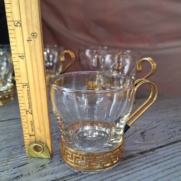 Vintage Libbey Glass Co. "Greek Key" Continental Coffee Cups 6 - Picture 2 of 10